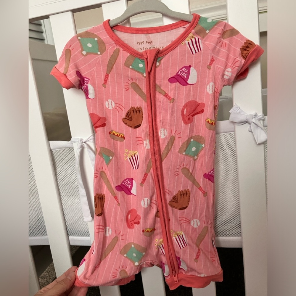 Little Sleepies pink baseball shorty